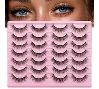 Newcally Natural Look Lashes 3D Fluffy Wispy False Eyelashes Short Light Volume Fake Eye Lashes Pack 14 Pairs Reusable Soft Faux Mink Eyelashes