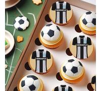 Newcastle Football Team Colours Personalised Edible Cake Topper Printed on Icing Sheets, Round, Square, Costco, Cupcake Toppers - Happy Birthday (4. Shirt Cupcake Toppers)