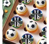 Newcastle Football Team Colours Personalised Edible Cake Topper Printed on Icing Sheets, Round, Square, Costco, Cupcake Toppers - Happy Birthday (3. Cupcake Toppers)