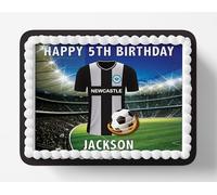 Newcastle Football Team Colours Personalised Edible Cake Topper Printed on Icing Sheets, Round, Square, Costco, Cupcake Toppers - Happy Birthday (2. Costco/Rectangle/Square)