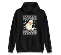 Newcastle Santa Claus Is Coming to Toon Christmas Hoodie, Funny Geordie Xmas Sweatshirt, Newcastle United Fan Hooded Top Black