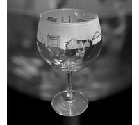 Newcastle Skyline Frieze - Boxed 70cl Glass Gin Balloon with Hand Decorated Newcastle City Skyline Frieze Design