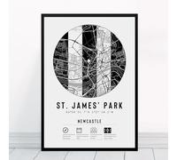 Newcastle St. James' Park | Framed & Print Only Available | Minimalist Stadium United Map Gift, Football Fan Poster Art Artwork Gift Decor Son Brother Dad Granddad Grandad Son Memorabilia Father's Day