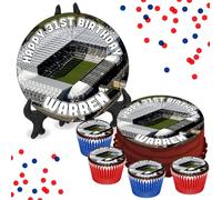 Newcastle St James Park Stadium PERSONALISED Edible Cupcake Toppers / 8" Inch Cake Wafer or Icing - Sports Football Fan Birthday Decorations - Perfect for Brownies, Cookies, Muffins & More!