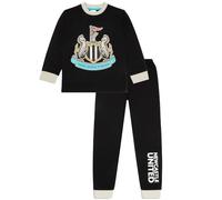 Newcastle United F.C. Boys Pyjama Set - 100% Cotton Boys Long Sleeve Football PJs, Black, Ages 3 to 13 Years Old (7-8 Years)