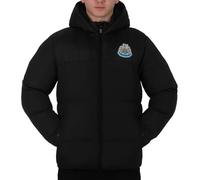 Newcastle United F.C. Mens Quilted Jacket Hooded Winter Coat Official Gift Black Crest Large