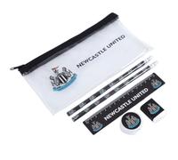 Newcastle United FC 6pc Stationery Set, Clear Pencil Case, 2 Pencils, Rubber, Sharpener, 15cm Ruler