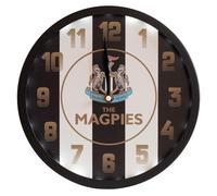 Newcastle United FC LED Stripe Wall Clock, Metal, 25cm Diameter, Requires 3 AA Batteries