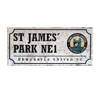 Newcastle United FC Metal Street Sign, St. James Park NE1, Wall Mounted, 40 cm x 18 cm, Gloss Finish