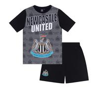 Newcastle United FC Official Boys Sublimation Short Pyjamas Black 6-7 Years