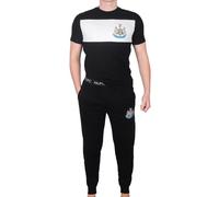 Newcastle United FC Official Mens Premium Long Pyjamas Set Black Large