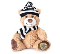 Newcastle United FC Plush Teddy Bear with Hat and Scarf, 27cm, Black and White Stripe, Official Licensed Product