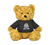 Newcastle United Honee No 1 Fan Bear, Golden Brown Plush Teddy Bear with Black T-Shirt, 40 cm