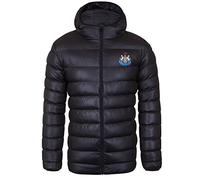 Newcastle United Mens Quilted Jacket Hooded Coat Official Gift Black Medium