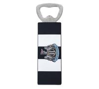 Newcastle United Official Bottle Opener Magnet, Black and White Bar Design with NUFC Crest, Rubber Handle, 10.5cm x 3cm