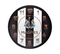 Newcastle United The Magpies Metal Logo Wall Clock, Black and White Striped Design