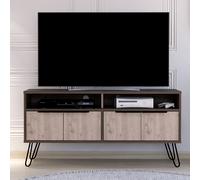 newcastle wooden tv stand with 4 doors in brown and oak