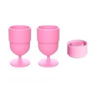 Newchsi 2 Pack Portable Collapsible Silicone Wine Glasses Travel Wine Glasses for Picnic Indoor Outdoor Set, XPINK