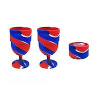 Newchsi 2 Pack Portable Collapsible Silicone Wine Glasses Travel Wine Glasses for Picnic Indoor Outdoor Set, BLUE/RED