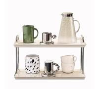 NEWCIX 2 Tier Mug Rack Kitchen Storage Rack Bottle Bowl Tea Set Glasses Rack For Living Room Bedroom Coffee Station Decoration(27.5 * 18 * 20)