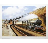 Newcomers' Gallery King Edward ll at Teignmouth GWR 6000 Class 60231930 Train Print By Barry Price