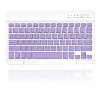NEWCOO Bluetooth Keyboard, Compact Small Keyboard for Ipad US Layout Design, Ultra Slim Tablet Portable Laptop Quiet Portable Keyboard, Including Ios, Android, Windows, White Light Purple