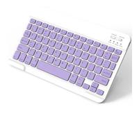NEWCOO Bluetooth Keyboard, Ultra Slim Mini Keyboard for Ipad US Layout Quiet Portable Design, Small Tablet Portable Laptop Quiet Portable Keyboard, Including iOS, Android, Windows, White light purple