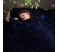 NEWCOSPLAY Fleece Clouds Queen Blanket for Couch, Dark Navy, 220x240 cm