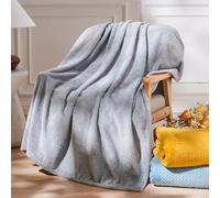 NEWCOSPLAY Fleece Leaves Pattern Throw Blanket, Grey, 130x150 cm | Super Soft Throw Blanket, Lightweight Cozy Bed Sofa Blanket, Premium Silky Flannel Fleece, Travel Blanket for All Season Use