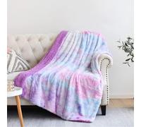 NEWCOSPLAY Super Soft Faux Fur Blanket, Throw, Sherpa Plush, Fluffy, Warm Blanket for Sofa, Bed, 101.6 x 127 cm, Purple Tones (Multi Purple)