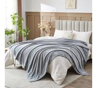 NEWCOSPLAY Super Soft King Blanket Grey Premium Silky Flannel Fleece Leaves Pattern Lightweight Bed Blanket All Season Use, 230x270 cm