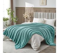 NEWCOSPLAY Super Soft King Blanket Light Teal Premium Silky Flannel Fleece Leaves Pattern Lightweight Bed Blanket All Season Use (Light Teal, King(90"x110"))