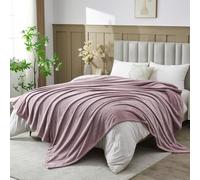 NEWCOSPLAY Super Soft Queen Blanket Light Purple Premium Silky Flannel Fleece Leaves Pattern Lightweight Bed Blanket All Season Use, 220x240 cm