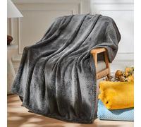 NEWCOSPLAY Super Soft Throw Blanket Dark Grey Premium Silky Flannel Fleece Leaves Pattern Lightweight Bed Blanket All Season Use (Dark Grey, Throw(50"x60"))