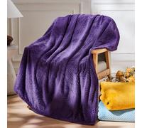 NEWCOSPLAY Super Soft Throw Blanket Dark Purple Premium Silky Flannel Fleece Leaves Pattern Lightweight Bed Blanket All Season Use (Dark Purple, Throw(50"x60"))