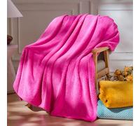 NEWCOSPLAY Super Soft Throw Blanket Hot Pink Premium Silky Flannel Fleece Leaves Pattern Lightweight Bed Blanket All Season Use (Hot Pink, Throw(50"x60"))