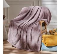 NEWCOSPLAY Super Soft Throw Blanket Light Purple Premium Silky Flannel Fleece Leaves Pattern Lightweight Bed Blanket All Season Use, 130x150 cm