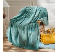 NEWCOSPLAY Super Soft Throw Blanket Light Teal Premium Silky Flannel Fleece Leaves Pattern Lightweight Bed Blanket All Season Use (Light Teal, Throw(50"x60"))