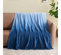 NEWCOSPLAY Super Soft Throw Blanket Ombre Blue Premium Silky Flannel Fleece Leaves Pattern Lightweight Bed Blanket All Season Use (Ombre Blue, Throw(50"x60"))