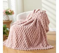 NEWCOSPLAY Super Soft Throw Blanket Pink Premium Silky Flannel Fleece 3D Clouds Stylish Jacquard Lightweight Bed Blanket All Season Use 350GSM (Pink, Throw(50"x60"))