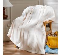 NEWCOSPLAY Super Soft Throw Blanket Premium Silky Flannel Fleece Leaves Pattern Lightweight Blanket All Season Use (Ivory, Throw(50"x60"))