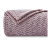 NEWCOSPLAY Super Soft Throw Blanket Premium Silky Flannel Fleece Leaves Pattern Lightweight Blanket All Season Use (888-light Purple, King(90"x110"))
