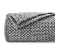 NEWCOSPLAY Super Soft Throw Blanket Premium Silky Flannel Fleece Leaves Pattern Lightweight Blanket All Season Use (Grey, Double(150x200cm))