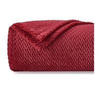 NEWCOSPLAY Super Soft Throw Blanket Premium Silky Flannel Fleece Leaves Pattern Lightweight Blanket All Season Use (888-red, Throw(50"x60"))