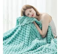 NEWCOSPLAY Super Soft Throw Blanket Sage Green Premium Silky Flannel Fleece 3D Clouds Stylish Jacquard Lightweight Bed Blanket All Season Use 350GSM, 130x150 cm