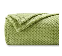 NEWCOSPLAY Super Soft Throw Blanket White Premium Silky Flannel Fleece Leaves Pattern Lightweight Bed Blanket All Season Use (Green, Throw(50"x60"))