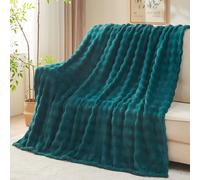 NEWCOSPLAY Throw Blanket for Couch Dark Teal Super Soft Flannel Fleece 3D Bubble Lightweight Bed Blanket All Season Use (Dark Teal, Throw(50"x60"))