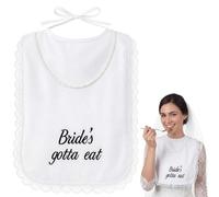 Newcotte 1 Pcs Bride Groom Bib Wedding Clothing Protector Brides/Groom's Gotta Eat Bib Washable for Bridal Shower Engagement (Waterproof)