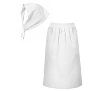 Newcotte 2 Pieces Women Colonial Costume Accessory Set Include White Mob Cap Bonnet Cotton Half Apron for Maid Girl Cosplay (Simple)