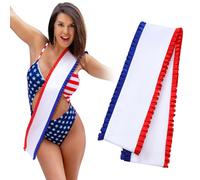 Newcotte Blank Cowboy Sash with Red White and Blue Frills Sublimation DIY Sash Custom Personalized Cowboy Outfits Decorations for Women Pageant Birthday Citizenship Gifts Party Favors